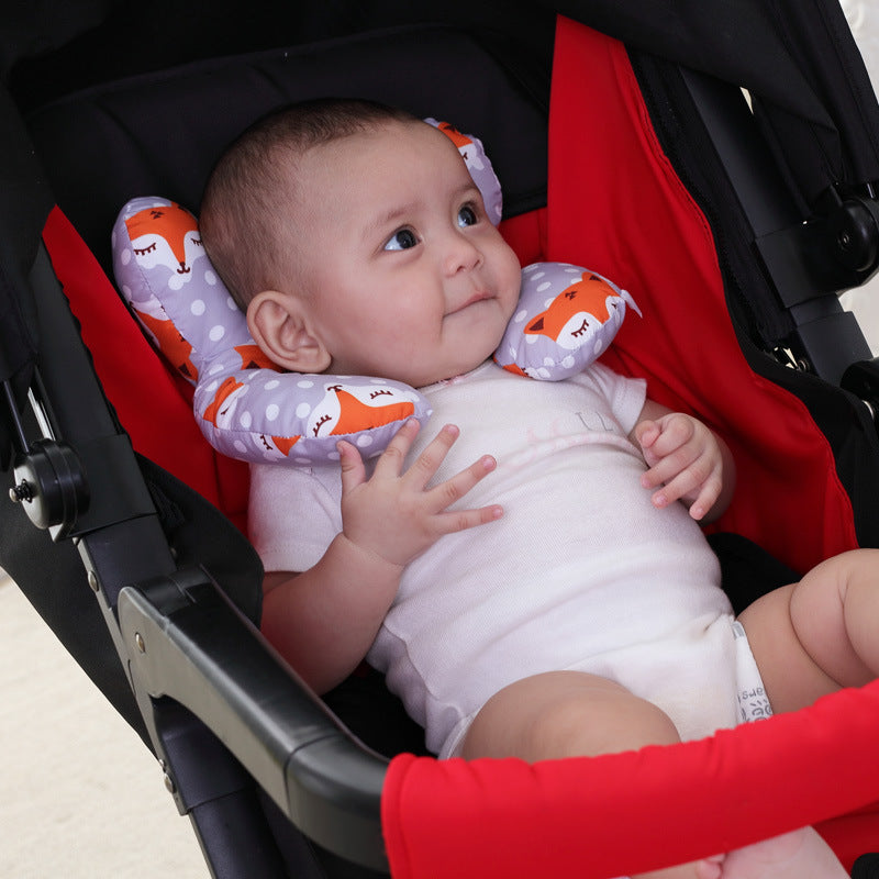 Oreiller en forme de U pour bébé, motif de dessin animé mignon, protection du cou pour siège de voiture de voyage