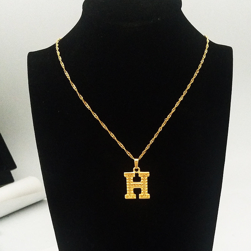 26 English Capital Letter Pendant Gold Plated 18K Environmental Protection Necklace