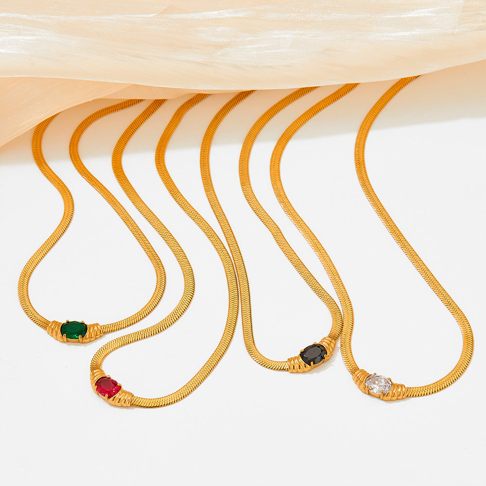 Collier d'ornement en acier inoxydable avec pendentif en pierre de verre pour femmes