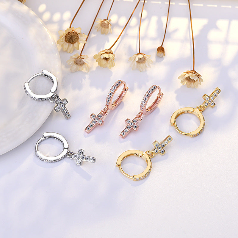 Boucles d'oreilles croisées en Zircon pour femmes