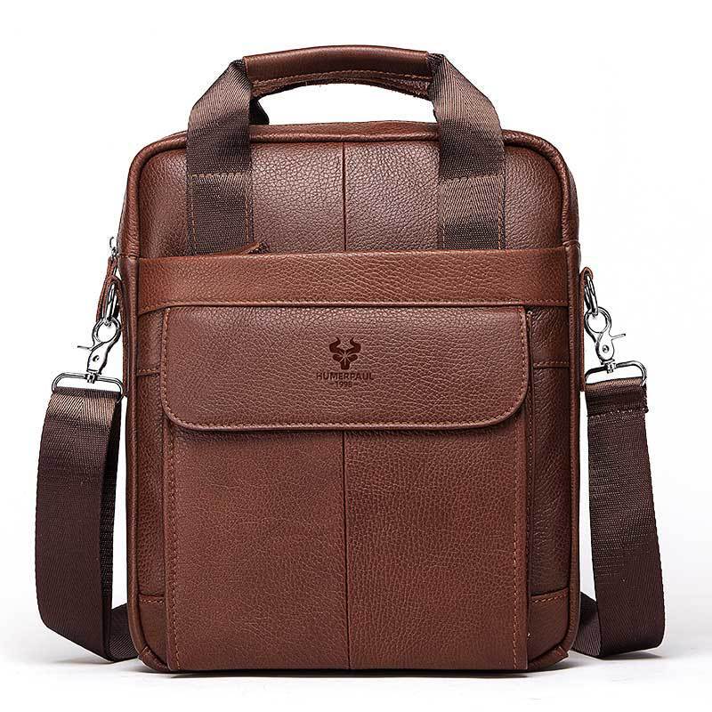 Sac messager d'affaires en cuir véritable pour hommes Hummer Business Commute