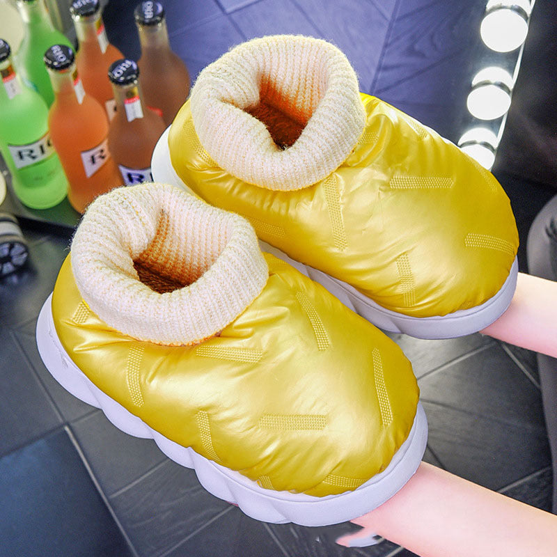 Pantoufles en coton et velours de pain, chaussures imperméables et chaudes pour la maison, pour couples