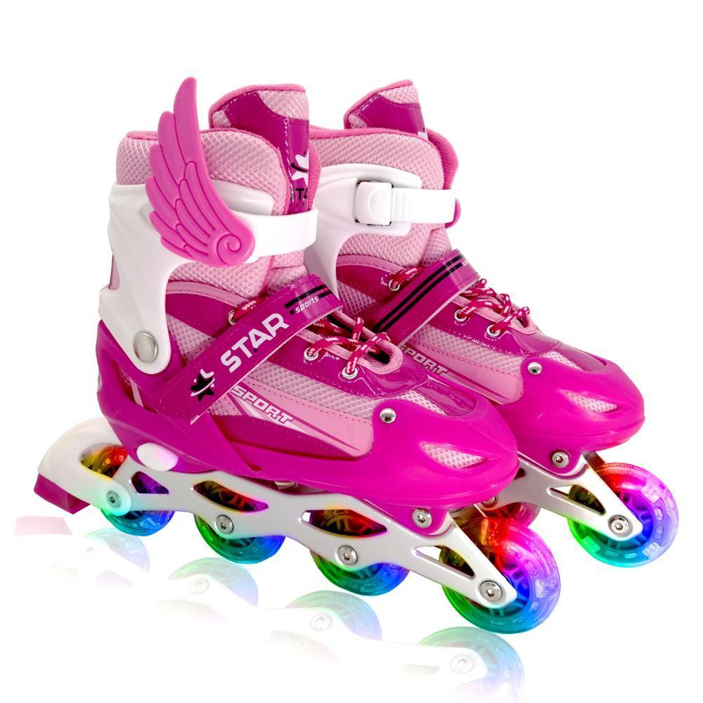Nouveau Garçon fille enfants patins à roues alignées taille réglable clignotant bottes de patinage à roulettes pour enfants
