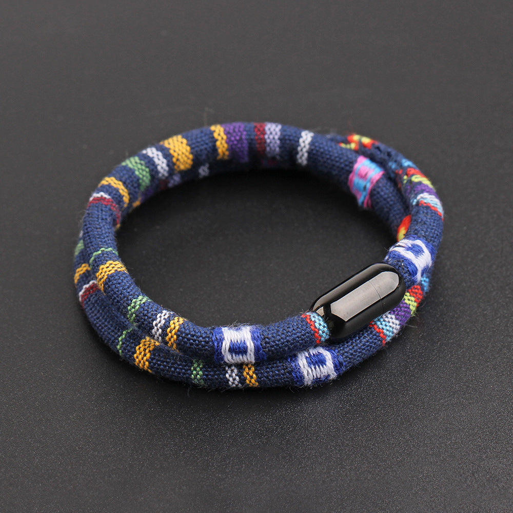 Bracelet en acier inoxydable pour hommes, simple, en tissu européen et américain, sangle de transport populaire