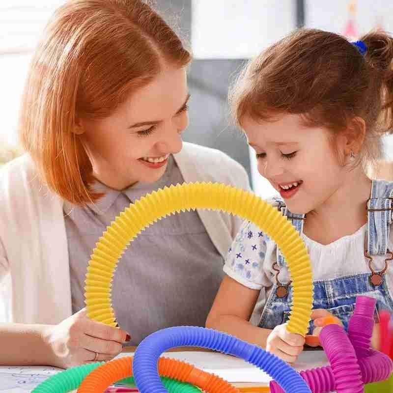 Bobine de Tube en plastique coloré, jouet magique créatif pour enfants, cercle, jouets amusants, développement précoce, jouet éducatif pliant
