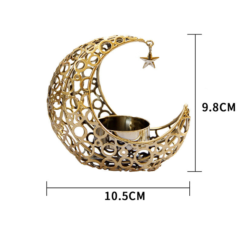 Luz de lujo luna creciente estrella Luna negro oro portavelas de Metal moderno romántico boda Navidad vela taza decoración del hogar