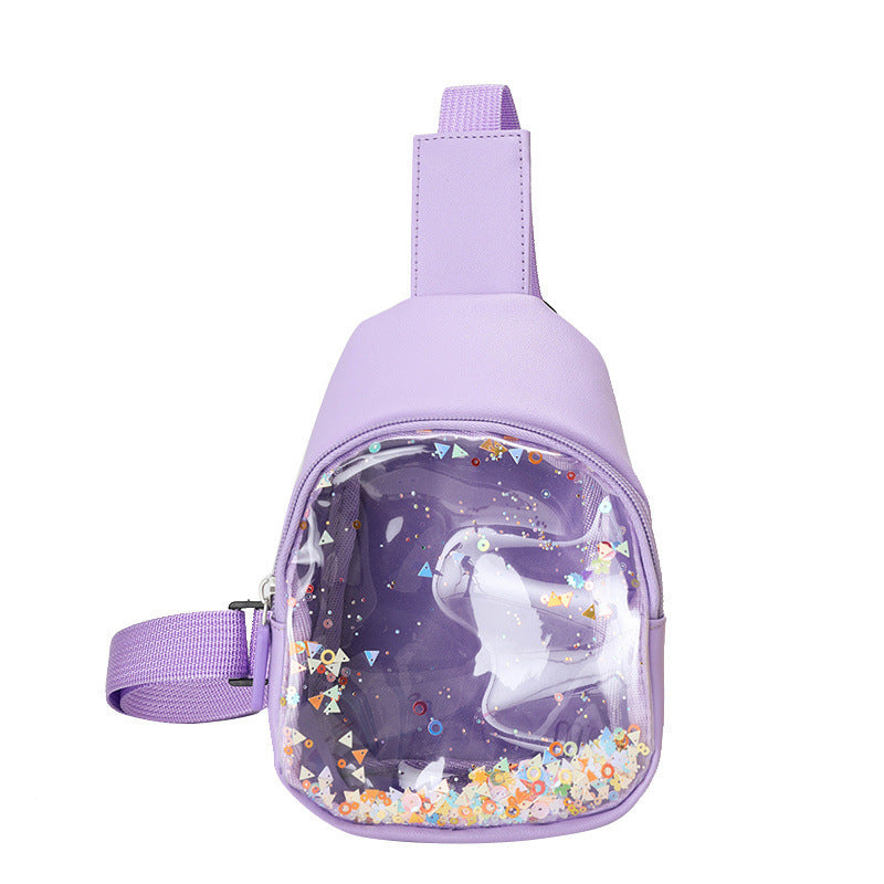 Sac de poitrine en cuir PU de couleur unie pour enfants, sac à bandoulière léger et Cool pour enfants, sables mouvants