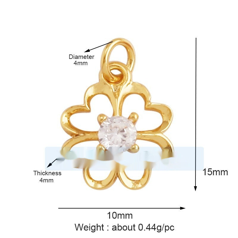 Pure Copper Micro-inlaid Color Flower Zircon Hollow Glossy Flower Listing