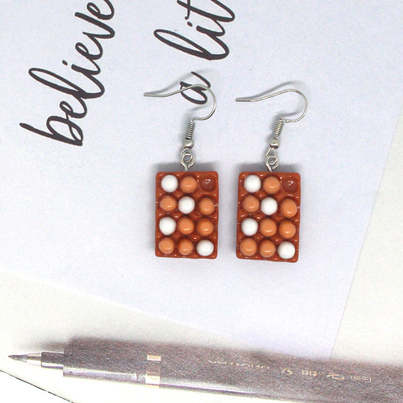 Cute Resin Egg Storage Box Earrings