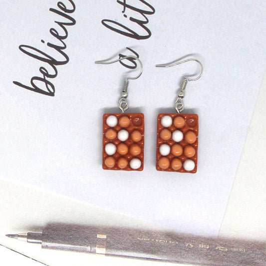 Cute Resin Egg Storage Box Earrings