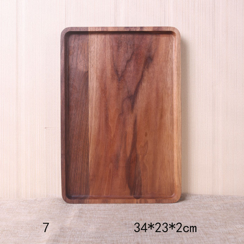Plato llano rectangular de madera de nogal negro de estilo japonés