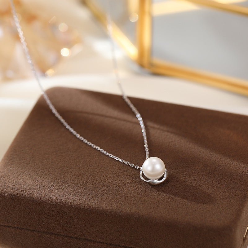 Collier avec pendentif en perles de coquillage en argent sterling pour femmes