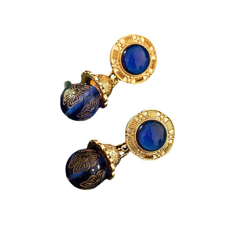 Boucles d'oreilles Vintage pour femmes, tempérament mi-ancien, Style palais, sculptées personnalisées