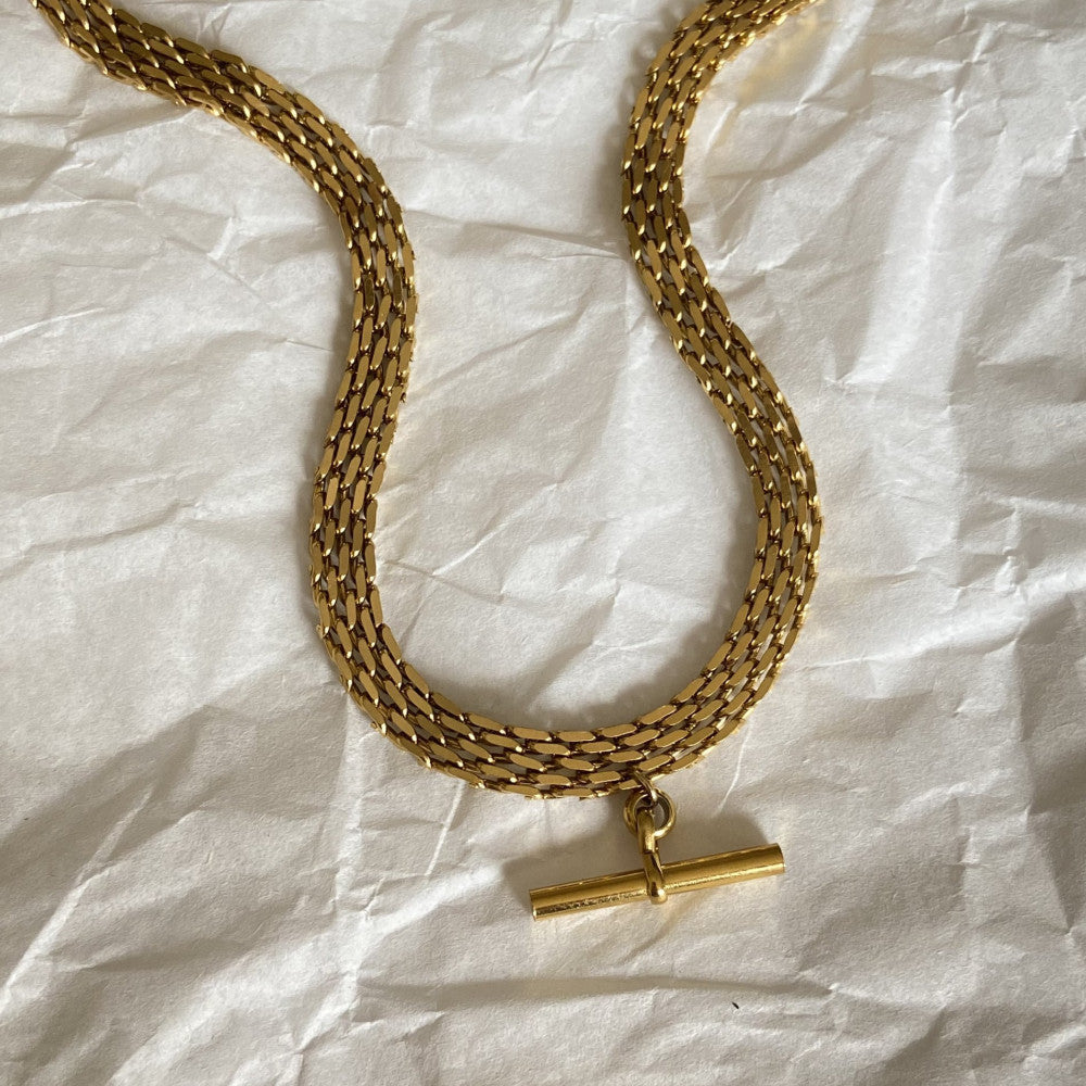 Fashion Simple Style T-shaped Pendant Titanium Steel 18K Gold Plating Basic Chain Necklace