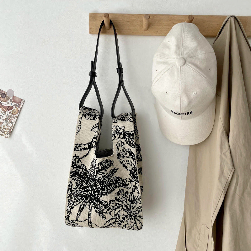 Bolso de mano de punto de estilo coreano retro
