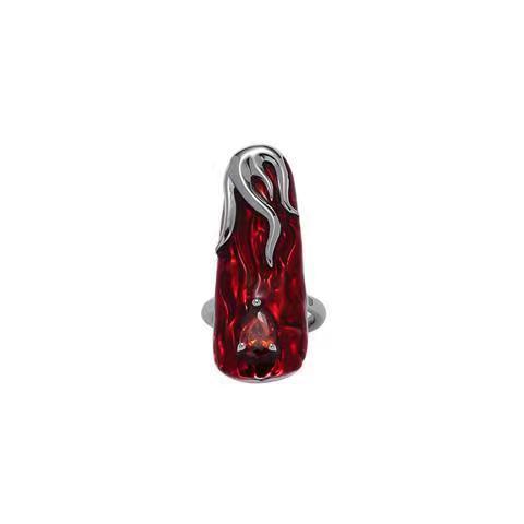 Anneau en métal liquide rouge flamme