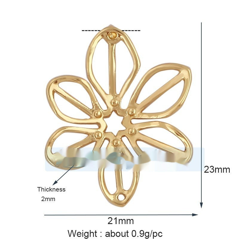 Pure Copper Micro-inlaid Color Flower Zircon Hollow Glossy Flower Listing