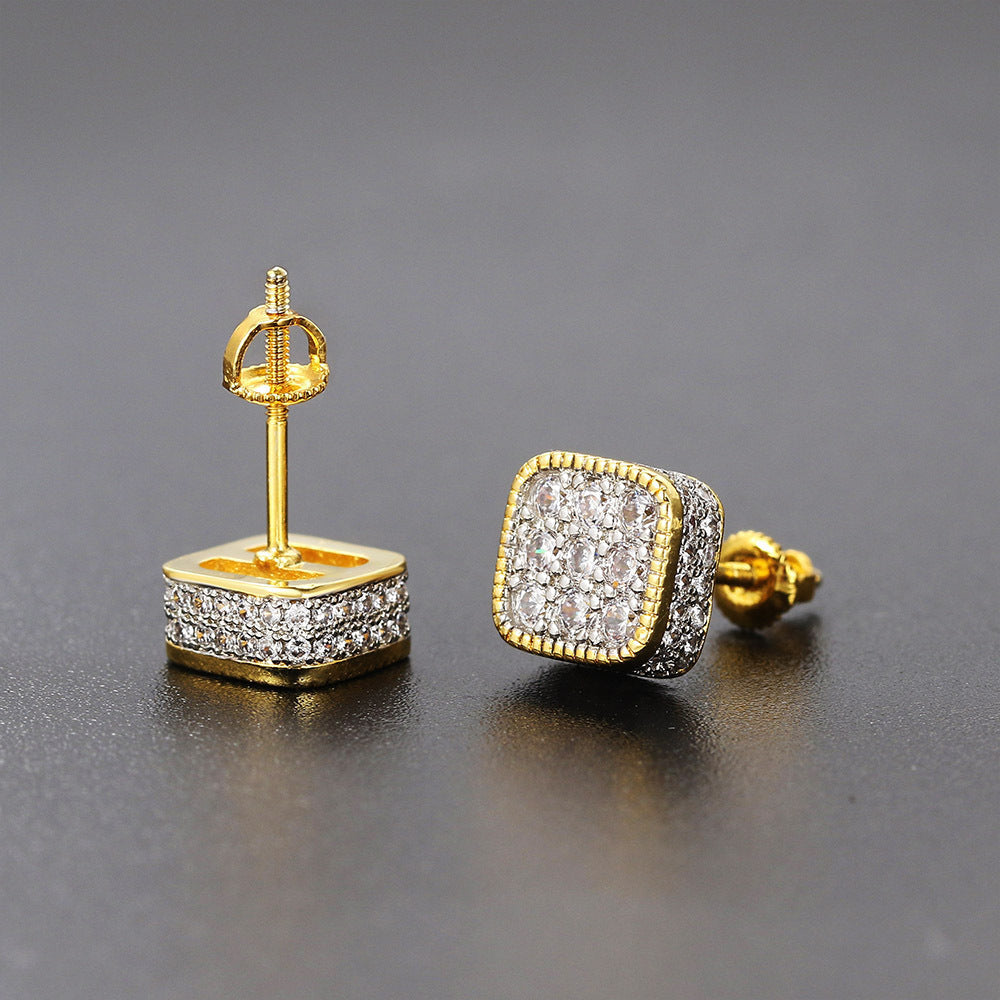 Boucles d'oreilles carrées Hip Hop de personnalité de la mode