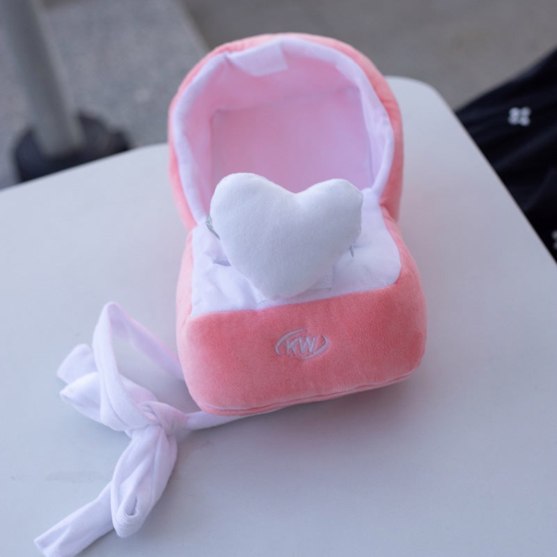 Bague de confession de couple, amour, gros diamant, poupée, boîte à bagues en peluche