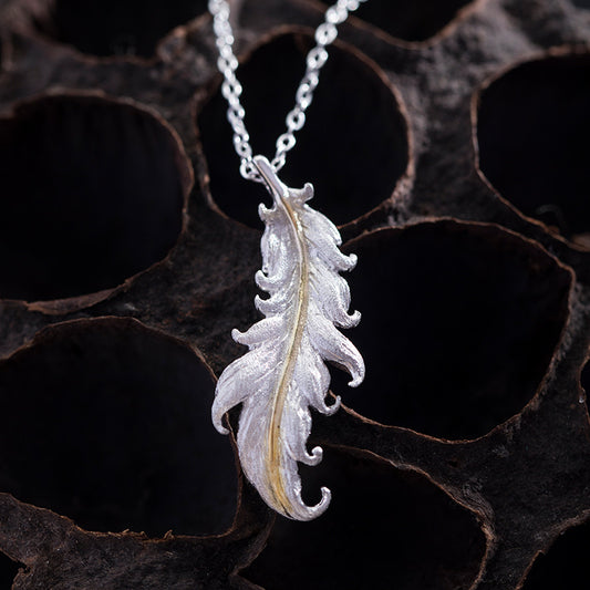 S925 Silver Original Design Ins Cold Feather Necklace