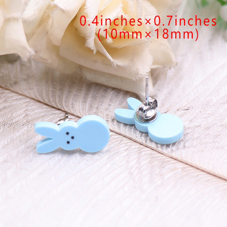 Boucles d'oreilles en acrylique de pâques en forme de lapin, mignonnes et à la mode pour femmes