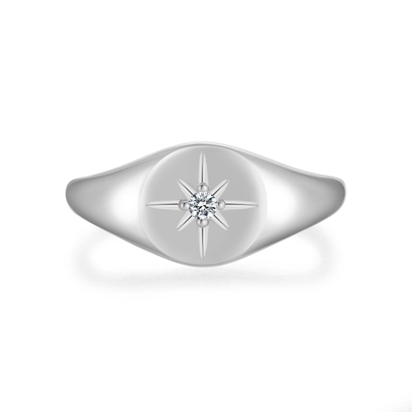 S925 Silver Plated Heart-shaped Six-pointed Star Ring