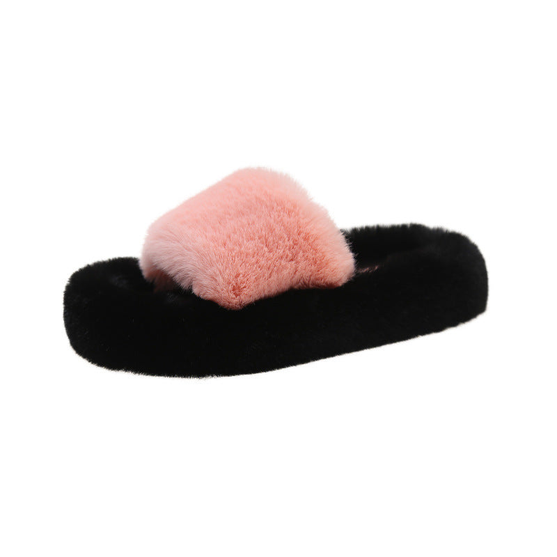 Women's Fashion Simple Home Warm Slugged Bottom Flat Slippers