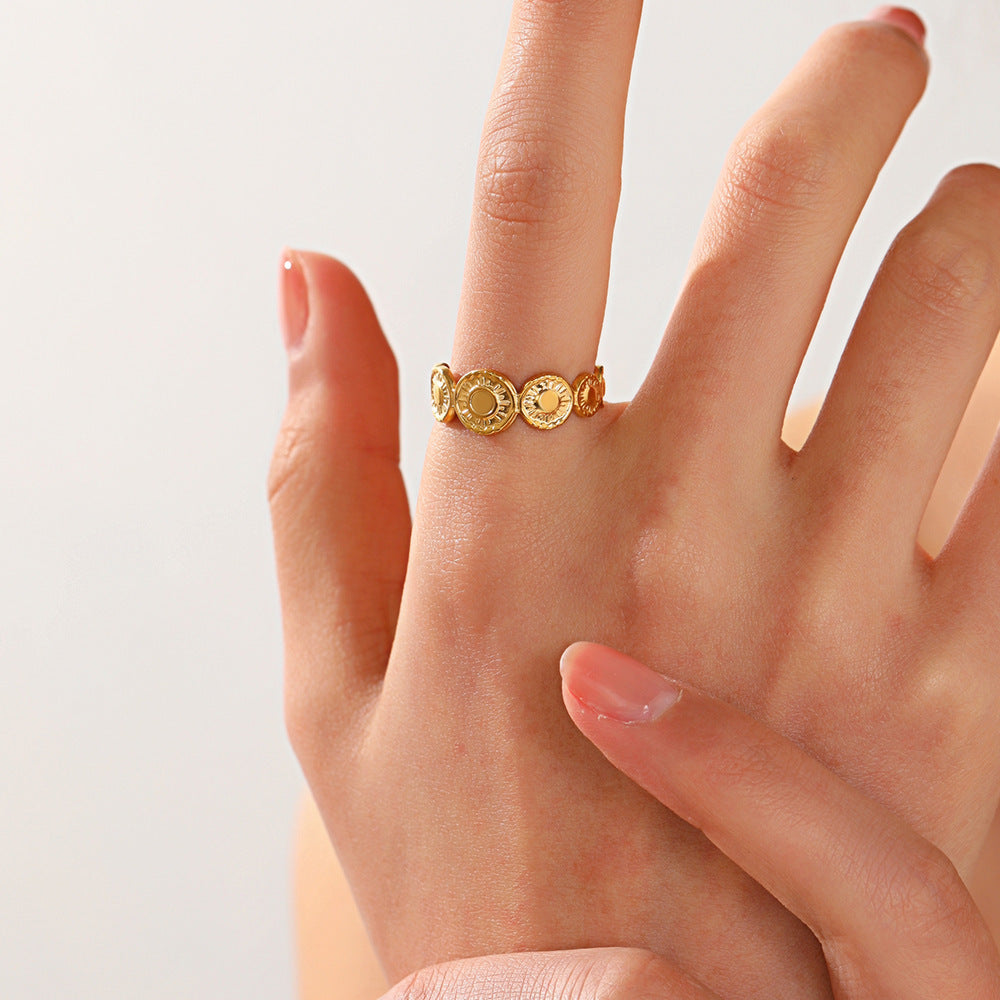 Geometric Round Opening Adjustable Ring