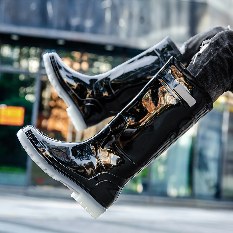 Botas de goma de tubo alto para hombre, ropa exterior, moda