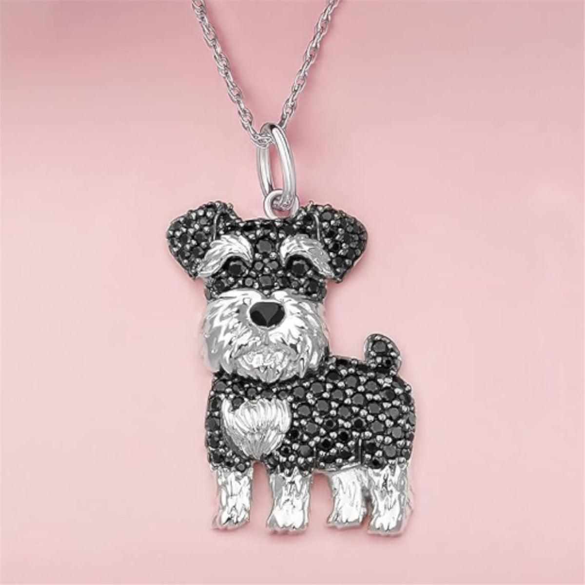 Collier de moulage sous pression en alliage de Zinc, dessin animé mignon Schnauzer exquis et écologique