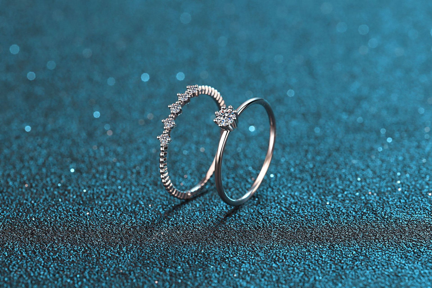 Bague Moissanite plaquée argent sterling, bague de couple à huit griffes, bague en diamant