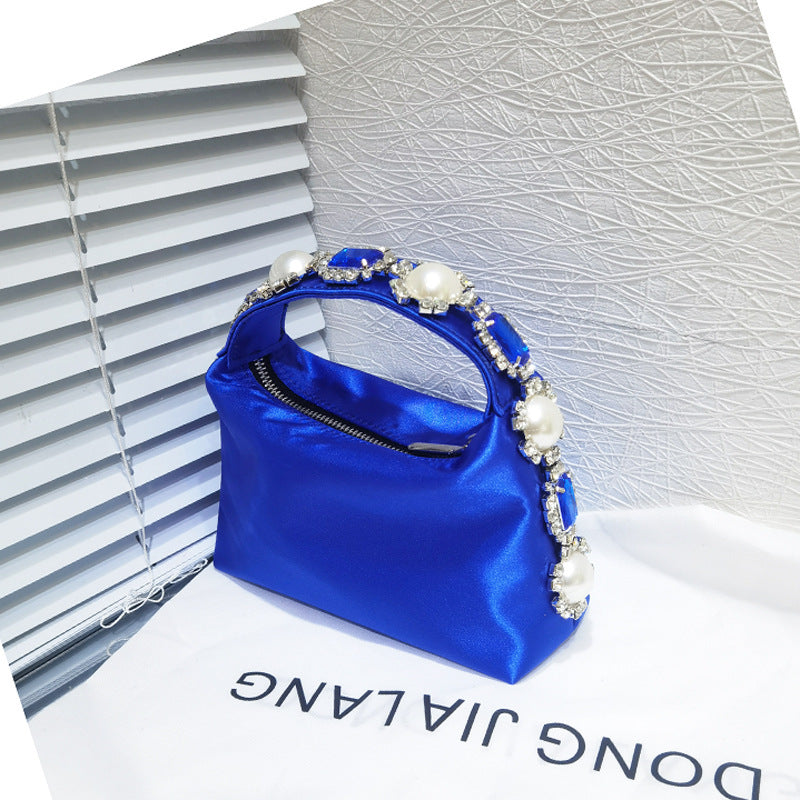 Sac de dîner en perles de strass et de fleurs, pochette en soie et diamants