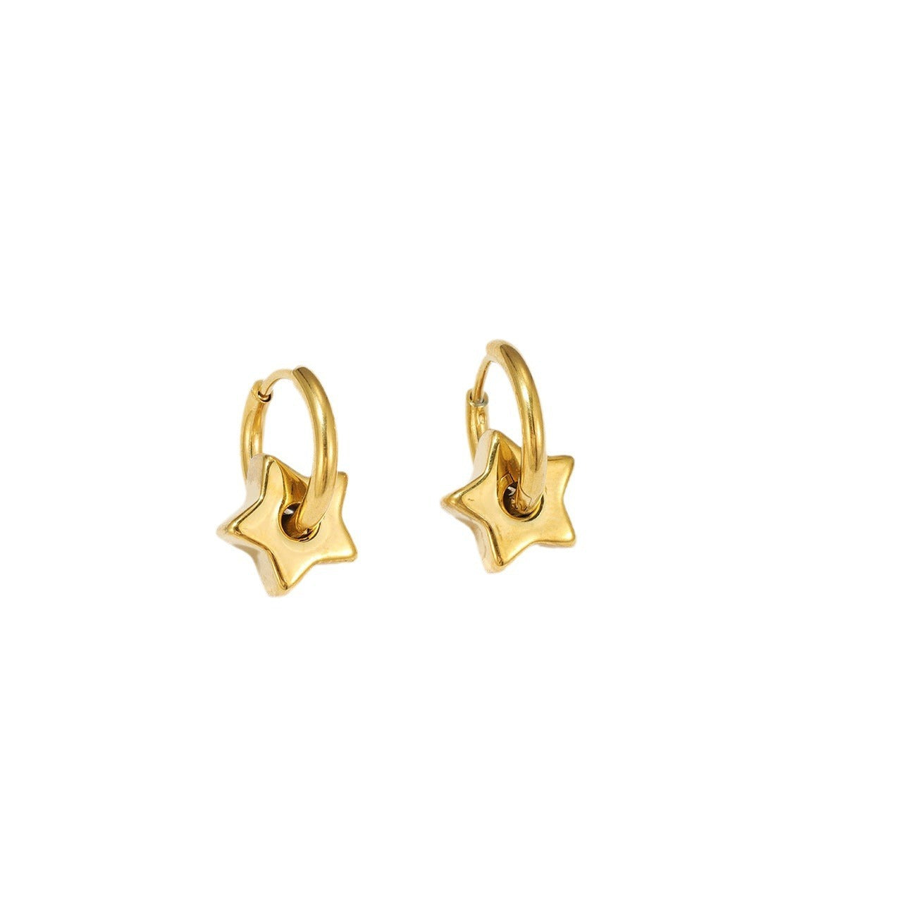 Boucles d'oreilles étoiles en acier titane assorties à la mode