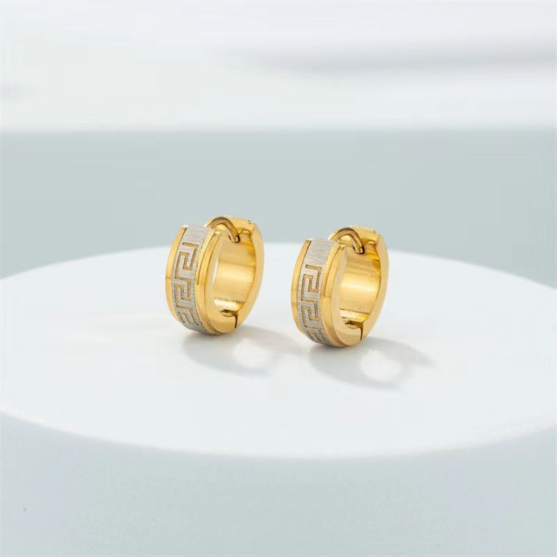 Boucles d'oreilles à motif de grande muraille à visage large, conception simple personnalisée