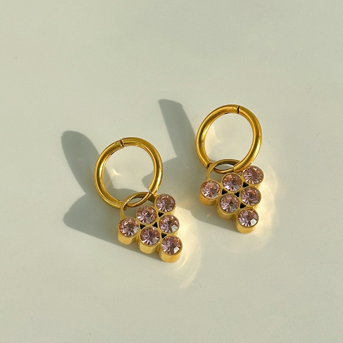 18K Electroplated Titanium Steel Grape Zircon Christmas Tower Earrings Necklace