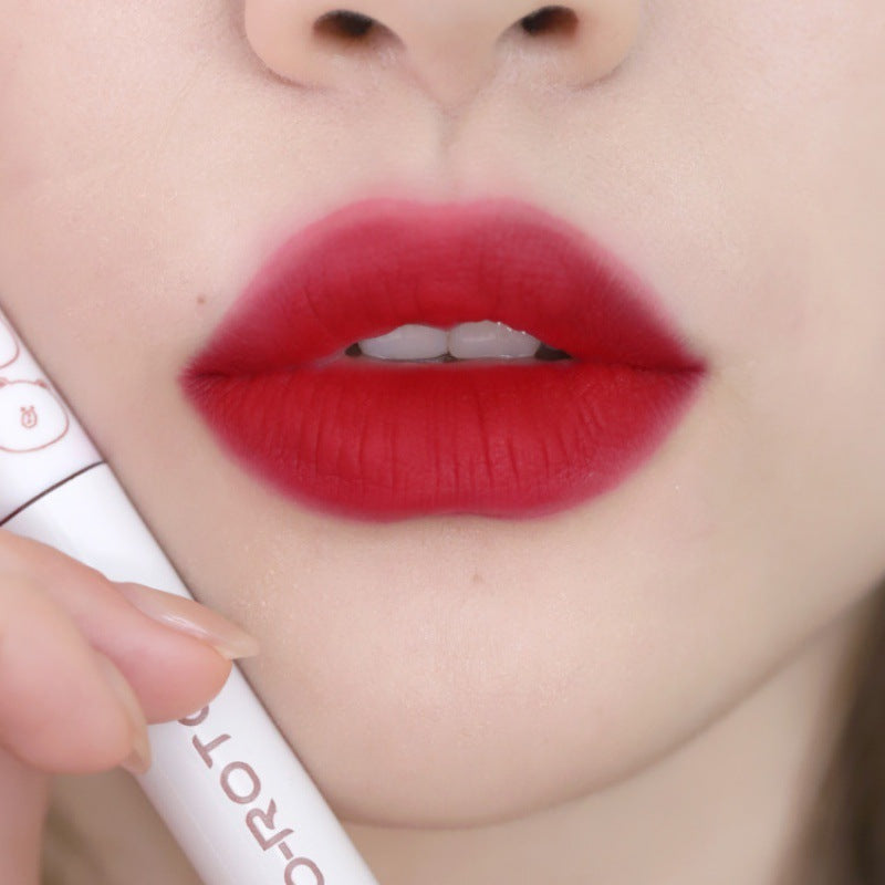 Laca de labios ROTO Matte Air Bear Lip Mud Lip Gloss Lápiz labial Maquillaje Mujer Sin manchas en la taza