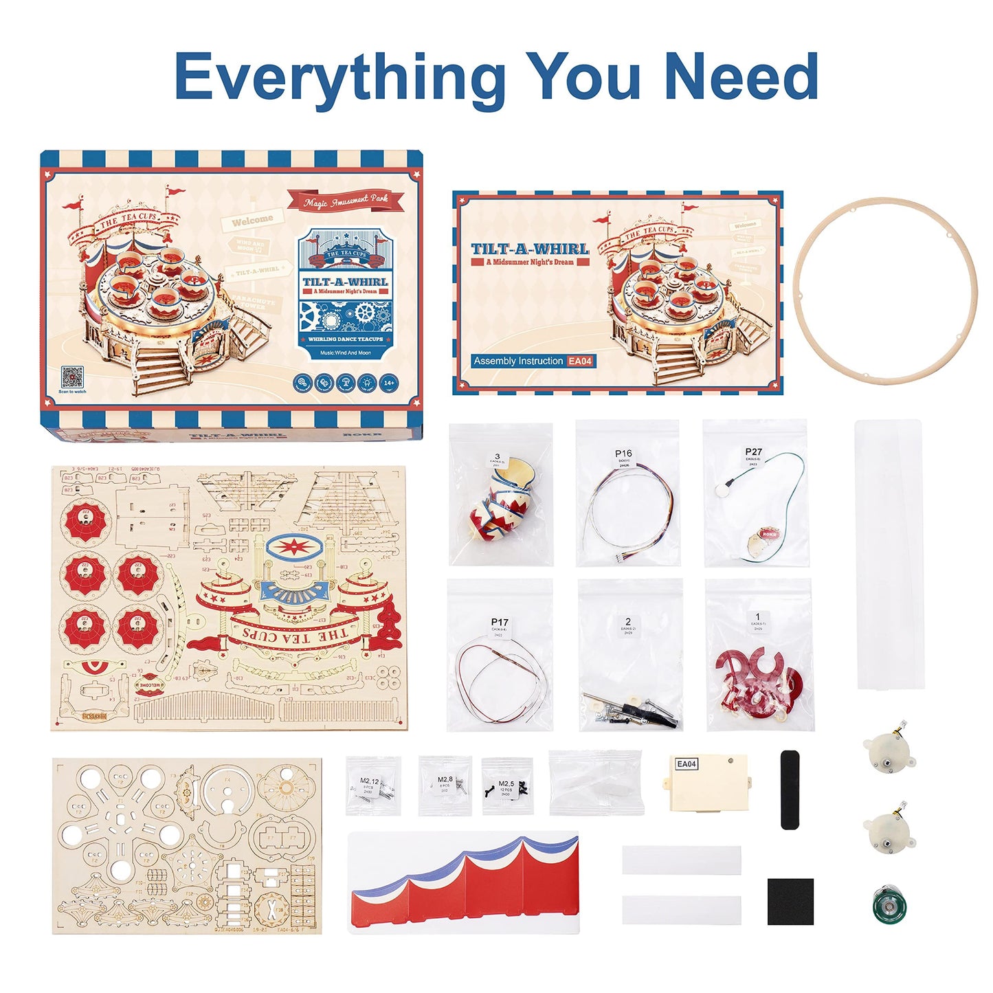 Robotime RokrTilt-A-Whirl bricolage boîte à musique bloc de construction série parc d'attractions pour enfants adultes assemblage facile Puzzle 3D en bois EA04
