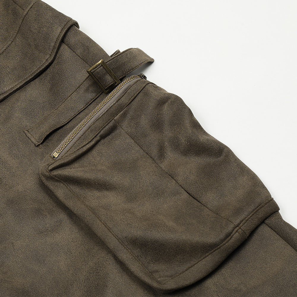 Loose Wide-leg Straight Trousers Multi-pocket Zipper Sports Pants