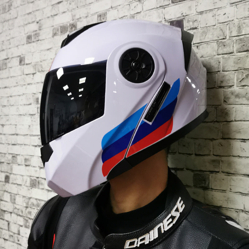 Casco descubierto de doble lente para motocicleta de invierno