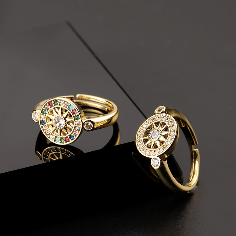 Bague étoile à Six branches pour femme, diamant complet, polyvalent