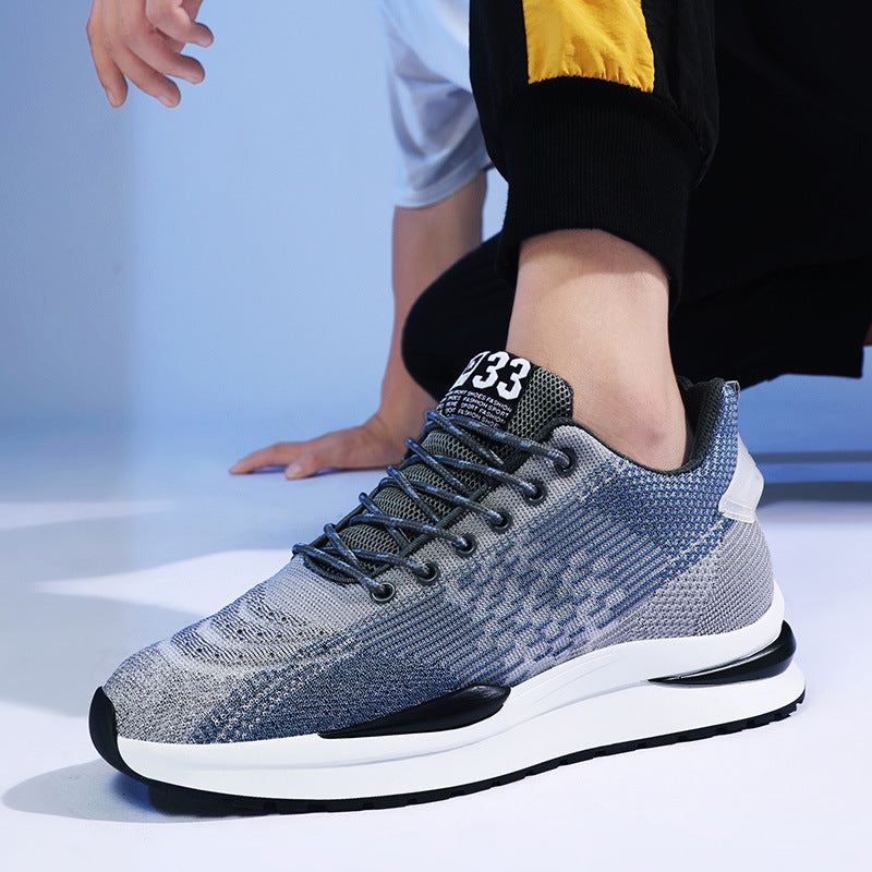 Chaussures pour hommes à semelle intérieure augmentant la hauteur, chaussures de sport respirantes à lacets