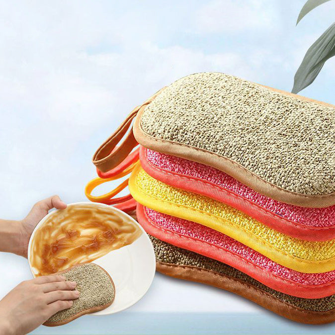Éponge magique de nettoyage de cuisine Double face, microfibre antiadhésive, pièces de cuisine, bol de lavage et outils de casserole