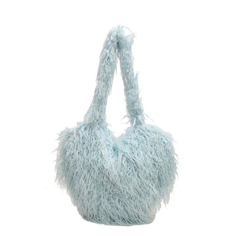 Sacs à bandoulière en peluche sous les aisselles d'hiver, grande capacité, sac cœur personnalisé, sacs à main de luxe pour femmes, haute qualité, cadeau de saint valentin