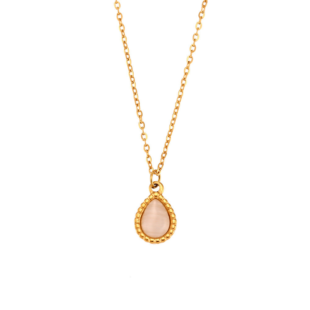 Collier avec pendentif compte-gouttes en acier inoxydable pour femme