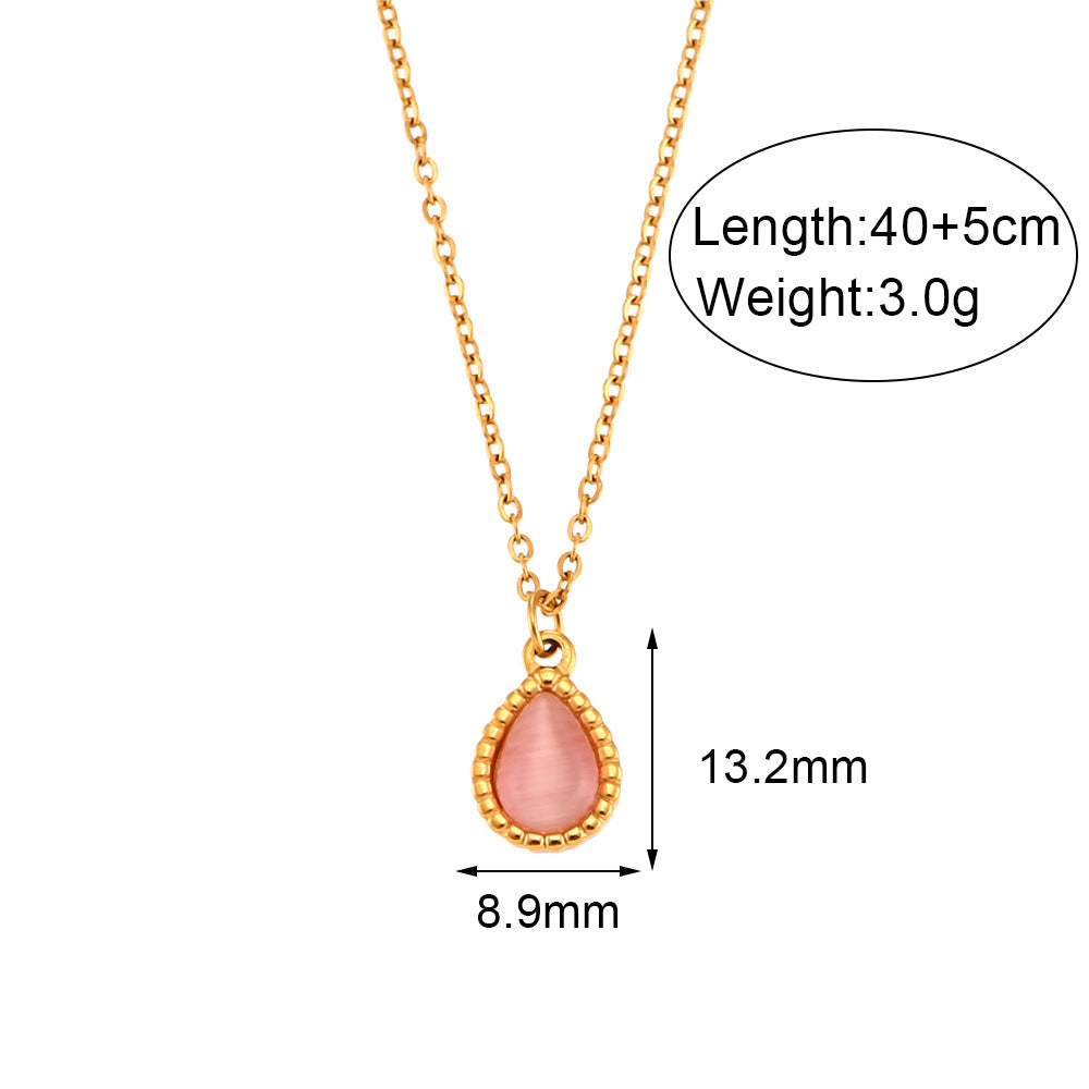 Collier avec pendentif compte-gouttes en acier inoxydable pour femme