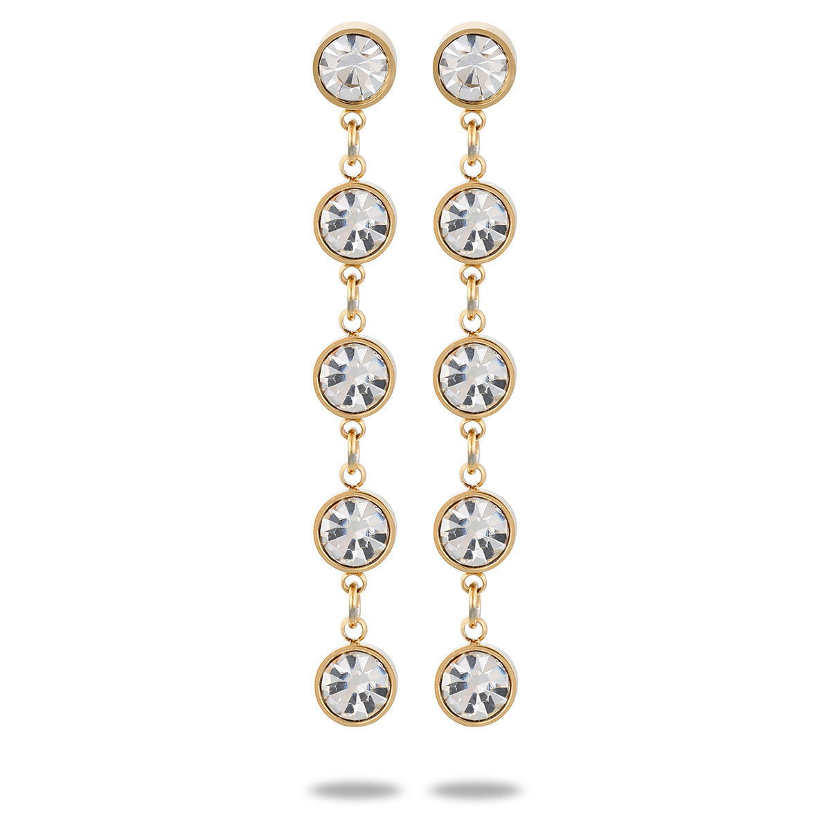 Boucles d'oreilles en acier titane avec pompon en Zircon de couleur pour femmes