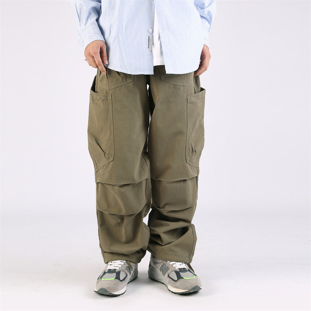 American Japanese Pleated Casual Pants Ankle Drawstring Sports Trousers