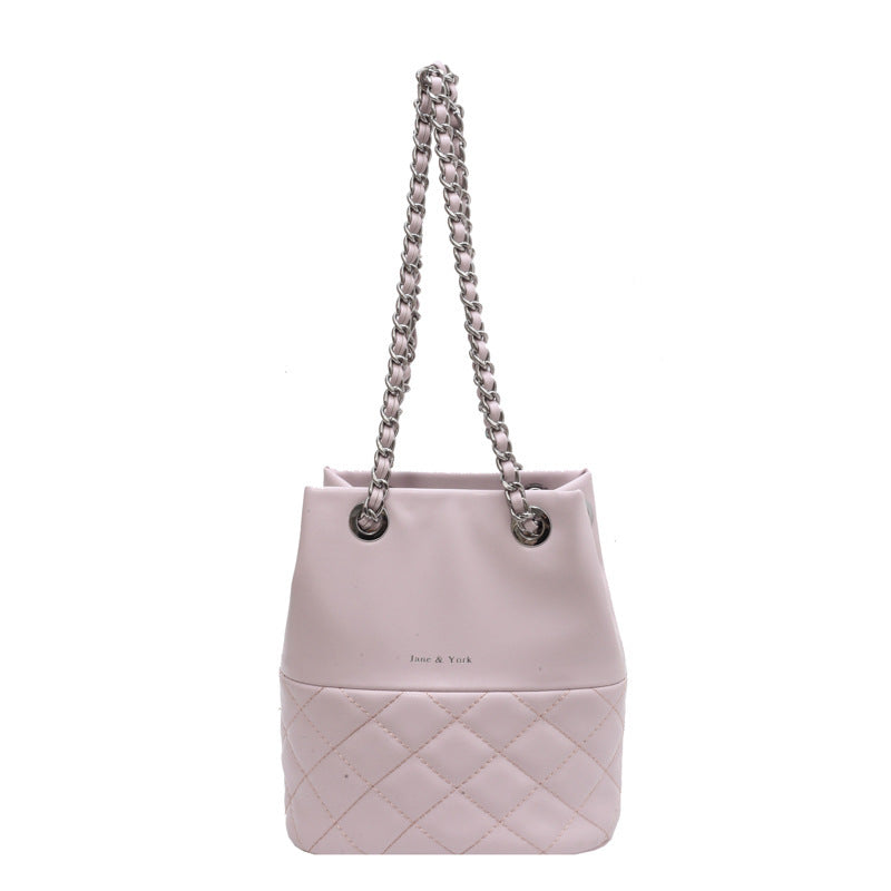 Bolso cruzado tipo cubo con un solo hombro y textura de diamante para mujer, estilo coreano, sencillo