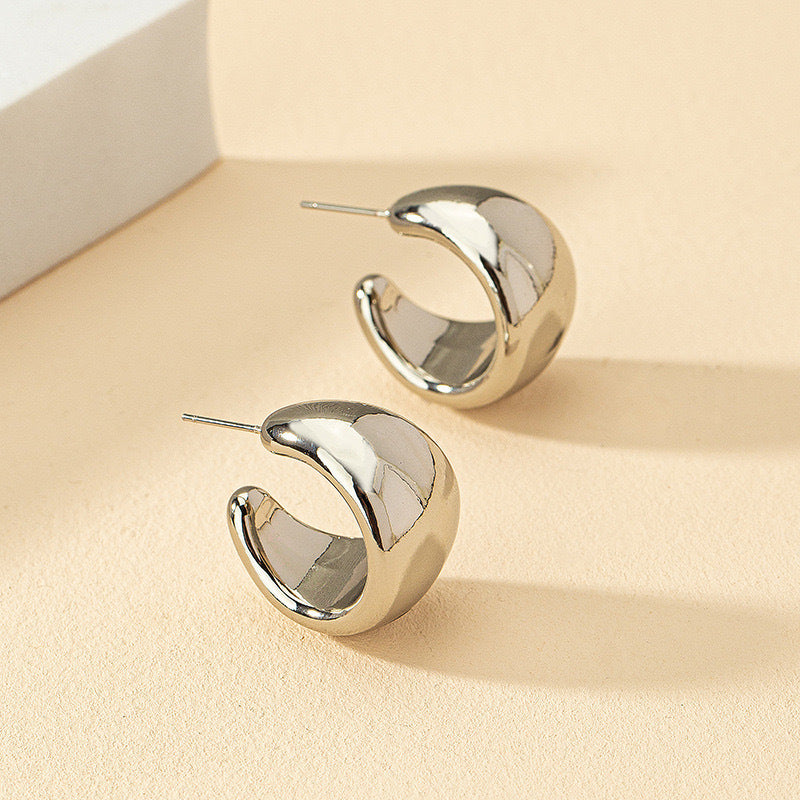 Boucles d'oreilles créoles en forme de C, simples, de style européen et américain
