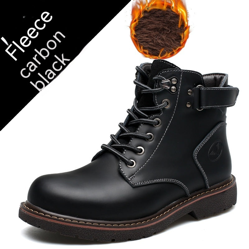 Bottes Martin doublées en polaire pour hommes britanniques, mi-hautes décontractées